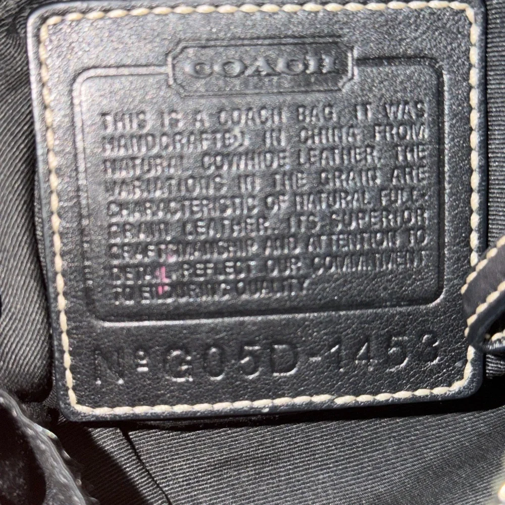 Vintage Coach#1453 Black Leather Shoulder Bag with Buckle Details